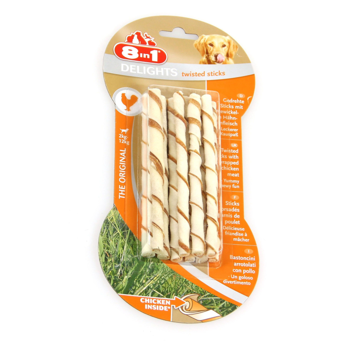 DE 8in1 Delights Twisted Sticks Chicken | Hundesnack