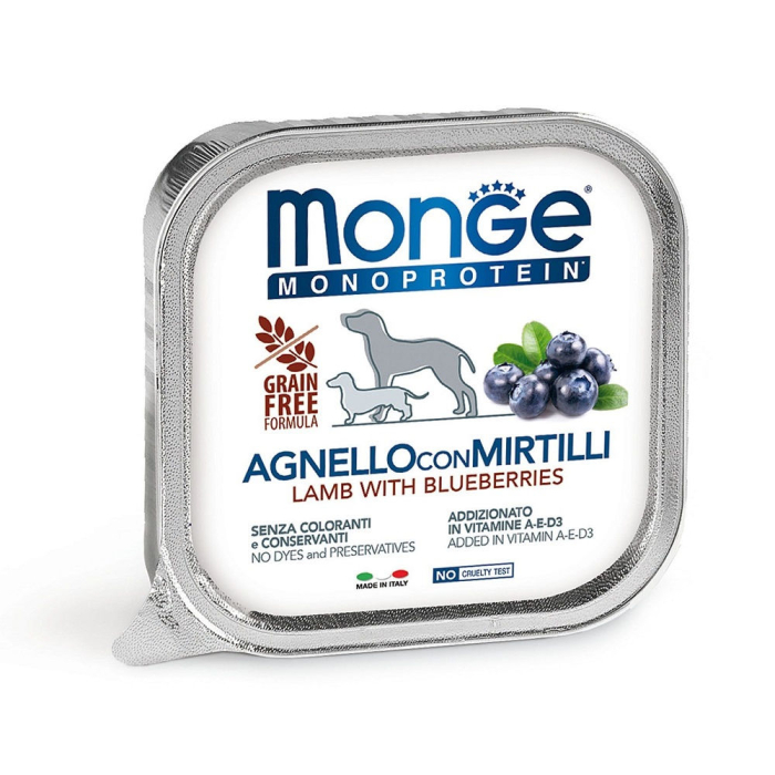 DE Monge Dog Adult - Monoprotein Superpremium - Lamm + Heidelbeeren, 24 x 150g