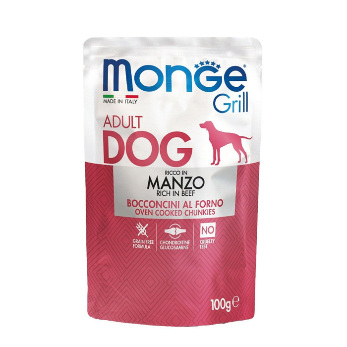 DE Monge Grill Dog Grain Free Adult - Rind, 24x100g | Hunde-Nassfutter