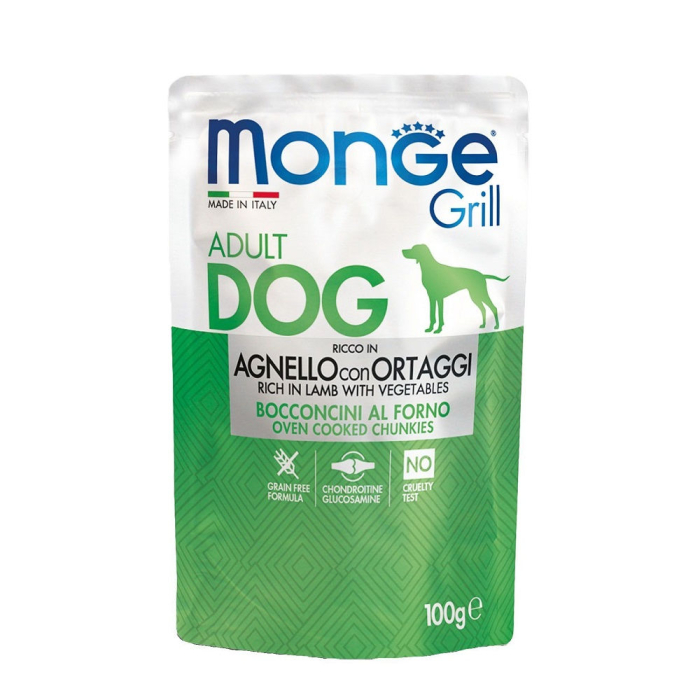 DE Monge Grill Dog Grain Free Adult - Lamm + Gemüse, 24x100g | Hunde-Nassfutter