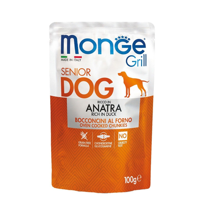 DE Monge Grill Dog Grain Free Senior - Ente, 24x100g | Hunde-Nassfutter