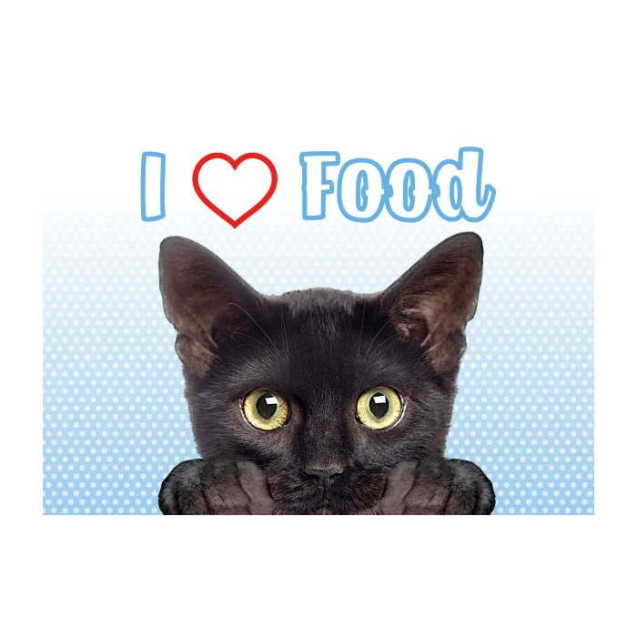 Plentygifts Napfunterlage "I Love Food" mit schwarzer Katze