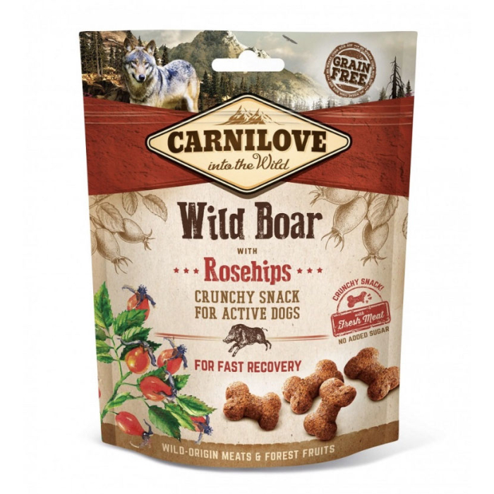 Carnilove Canine - Crunchy Snack - Wildschwein + Hagebutten - 6 x 200 g | Für Hunde 