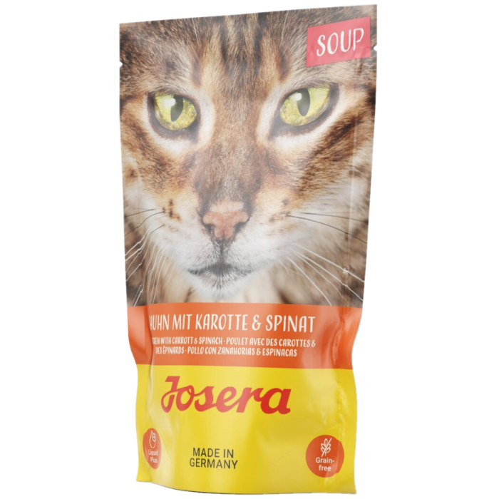 Josera Soup Huhn mit Karotte+Spinat - 16 x 70 g | Ergänzungsfuttermittel für Katzen 