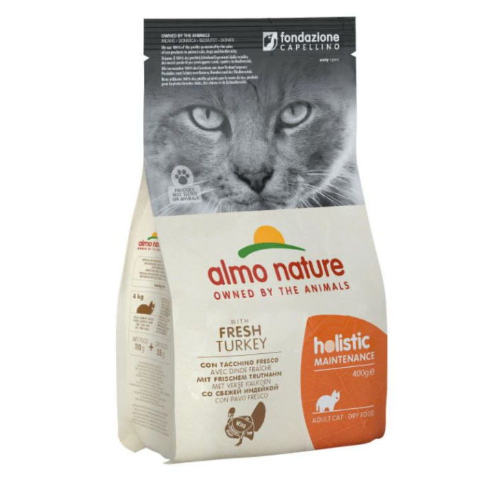 DE Almo Holistic Adult mit frischem Truthahn - 400g | Trockenfutter für Katzen