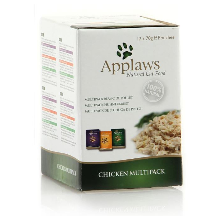 DE Applaws Huhn, Multi Pack - 12x70g | Ergänzungsnassfutter für Katzen