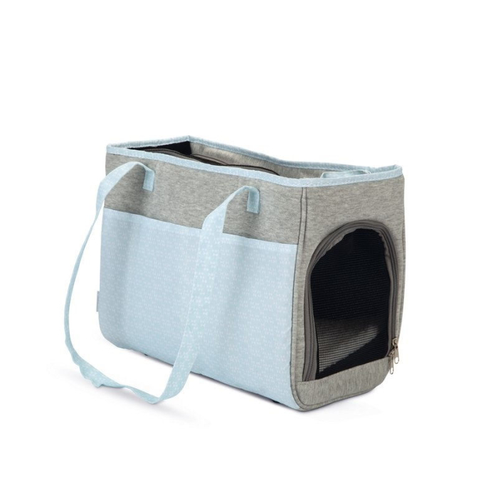 JS Beeztees Puppy Transporttasche Minda, grau-blau - 40x22x28cm | Für Welpen und Katzen