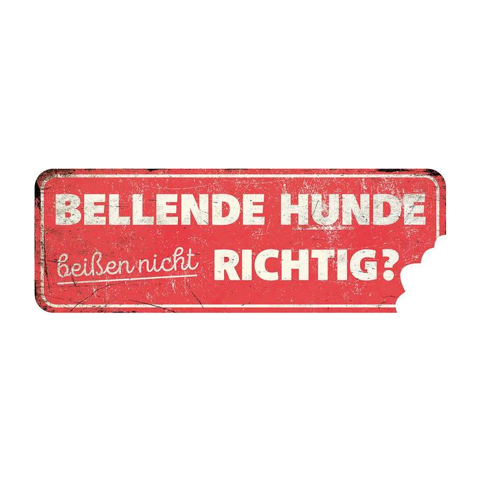 KM Warntafel "Bellende Hunde...", rot - 40x13cm