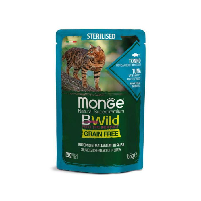 DE Monge BWild Grain Free Sterilised, Thunfisch - 28 x 85g | Katzen-Nassfutter