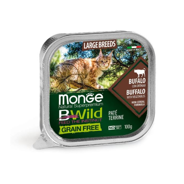 DE Monge BWild Grain Free Large Breed, Büffel - 32 x 100g | Katzen-Nassfutter