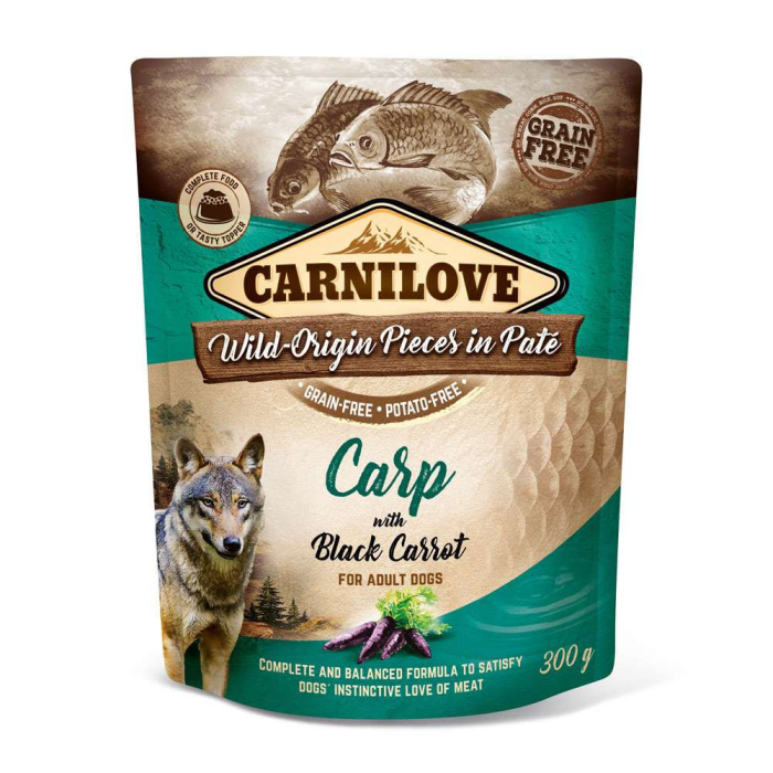 Carnilove Canine Pouch Paté Karpfen + schwarze Karotte - 12 x 300 g | Hunde-Nassfutter