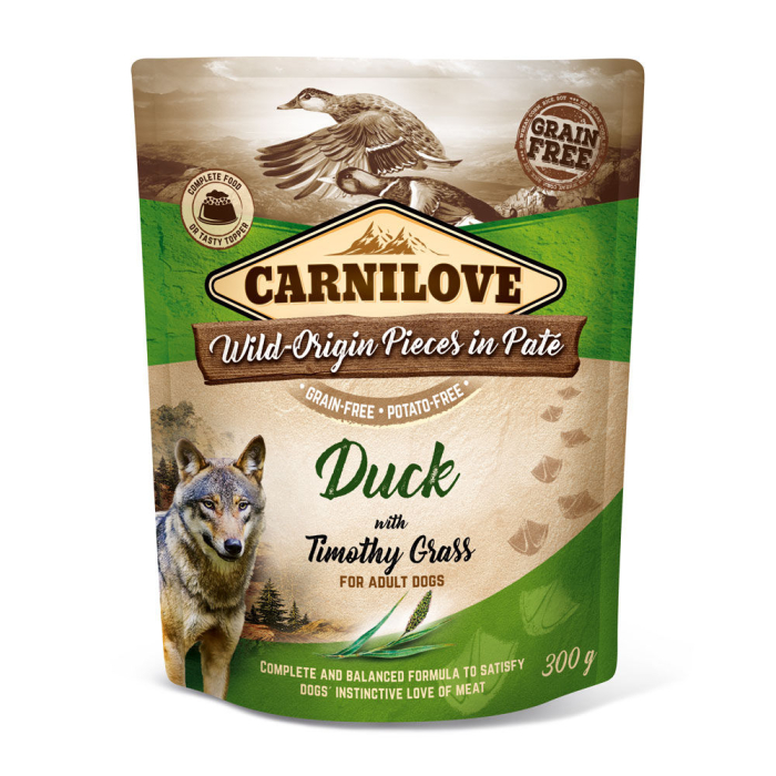 Carnilove Canine Pouch Paté Ente + Lieschgras - 12 x 300 g | Hunde-Nassfutter