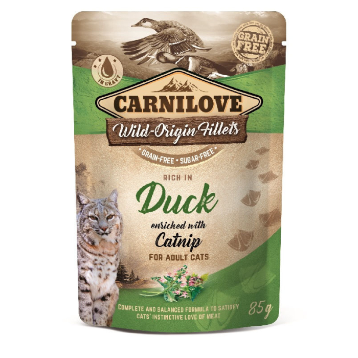 Carnilove Feline Pouch Ragout - Ente mit Katzenminze - 24 x 85 g | Nassfutter für Katzen