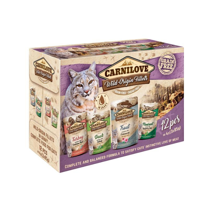 Carnilove Feline Adult Ragout - Multipack (4 Sorten) - 12x85 g | Nassfutter für Katzen