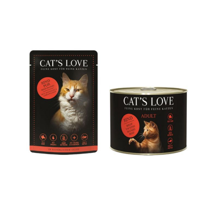 DE Cat's Love Adult, Rind PUR | Katzen-Nassfutter