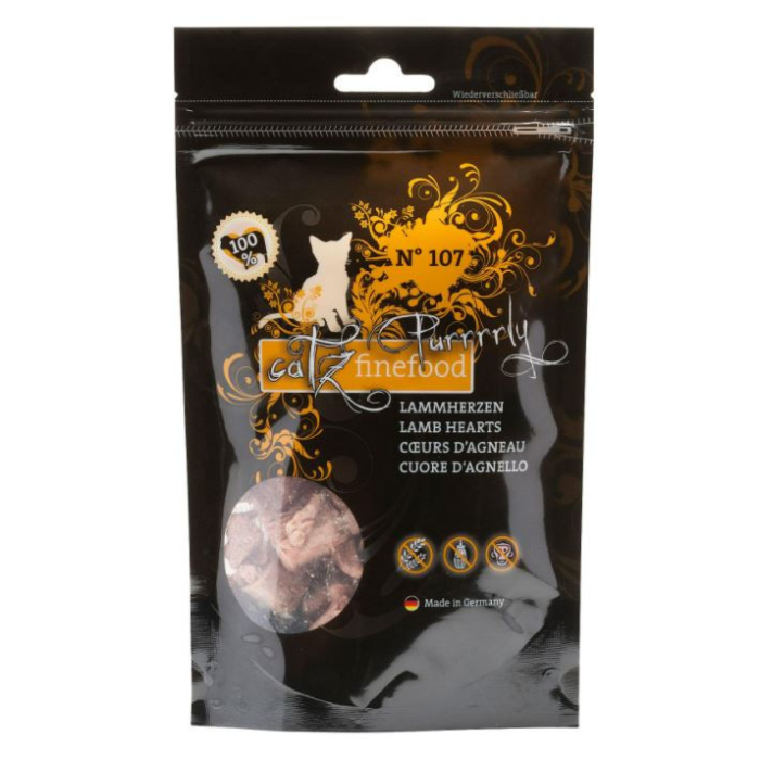 ‌DE catz finefood Purrrrly No. 107 mit Lammherzen - 6 x 35g | Snack für Katzen