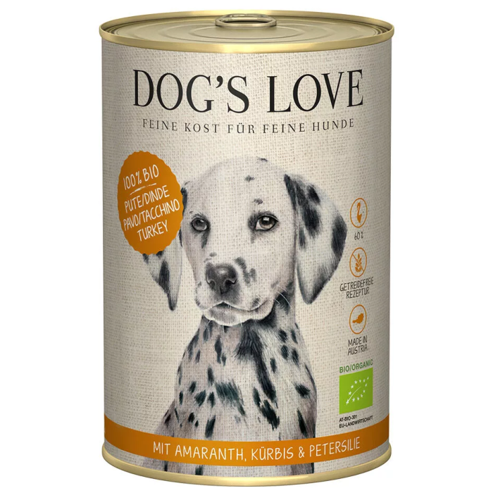 DE Dog‘s Love BIO Truthahn, Amaranth, Kürbis + Petersilie | Hunde-Nassfutter