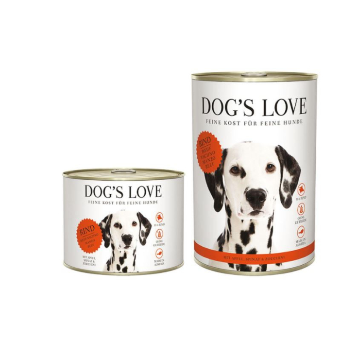 DE Dog‘s Love Classic Adult Rind, Apfel, Spinat + Zucchini | Hunde-Nassfutter