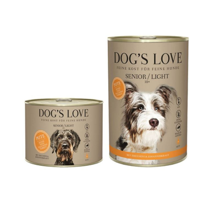 DE Dog‘s Love Senior 10+ Light Truthahn, Zucchini + Johanniskraut | Hunde-Nassfutter