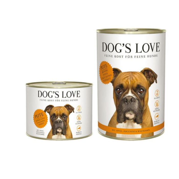 DE Dog‘s Love Classic Adult Truthahn, Apfel, Zucchini + Walnussöl | Hunde-Nassfutter