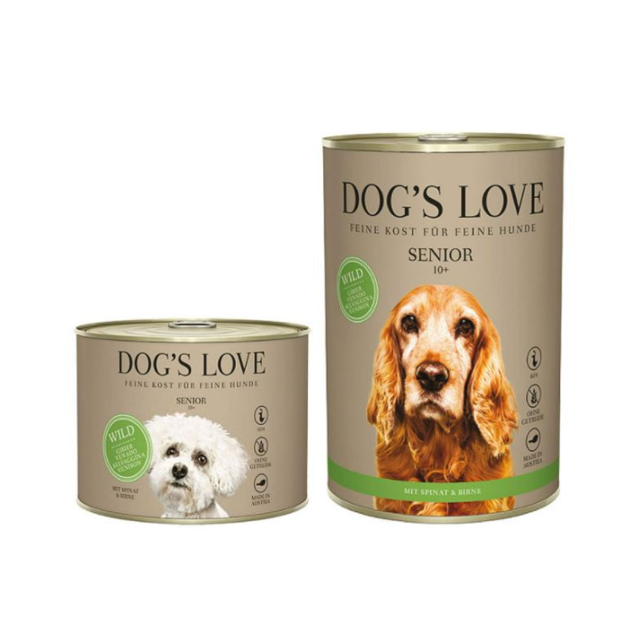 DE Dog‘s Love Senior 10+ Light Wild, Spinat + Birne | Hunde-Nassfutter