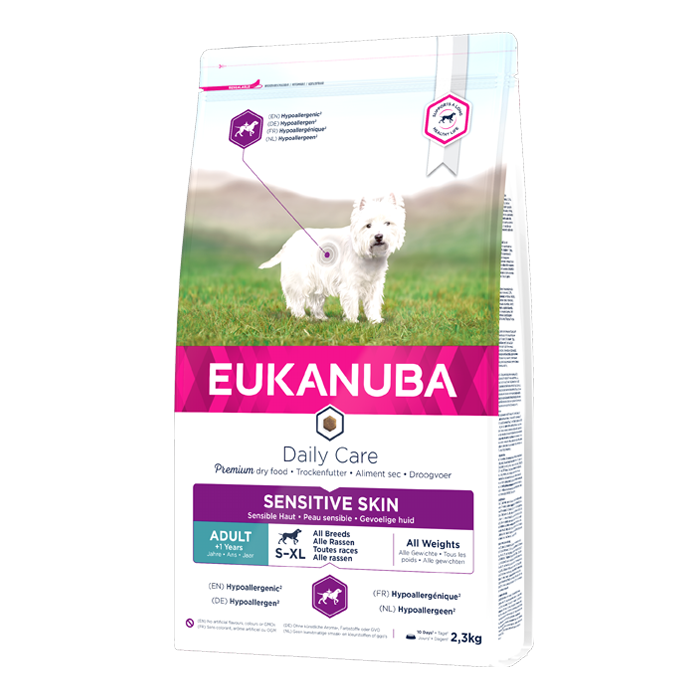 DE Eukanuba DailyCare Sensitive Skin, All Breeds - 12kg