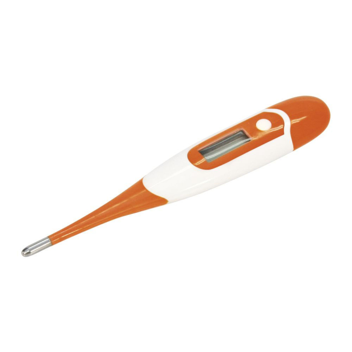 Kerbl Digitales Fieberthermometer mit Signalton, flexible Sonde, orange