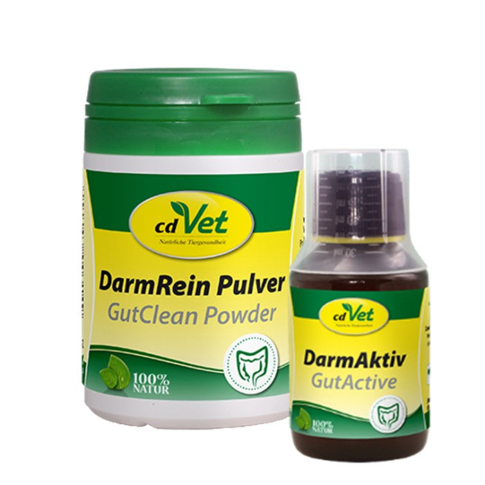 cdVet Darmsanierung "2in1" für Katzen: DarmRein Pulver 40g + DarmAktiv 100ml