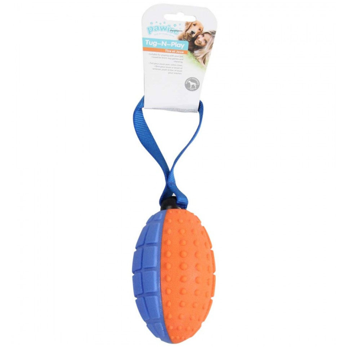 Pawise Schaumstoff-Football "Sporty" mit Seil, blau-orange - 36cm | Für Hunde