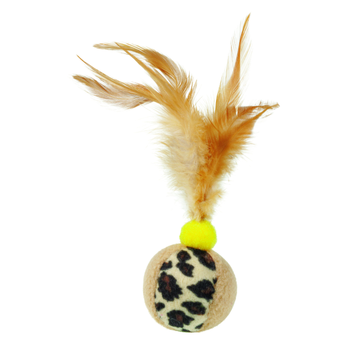 Katzenspielzeug Ball mit Feder - 14 cm