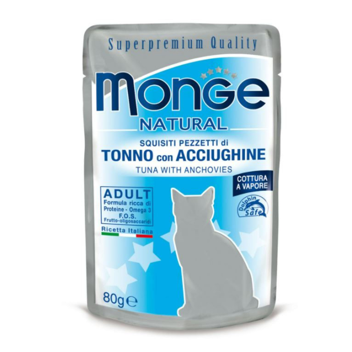 DE Monge Natural Tuna - Thunfisch + Sardellen, 24 x 80g | Katzen-Nassfutter