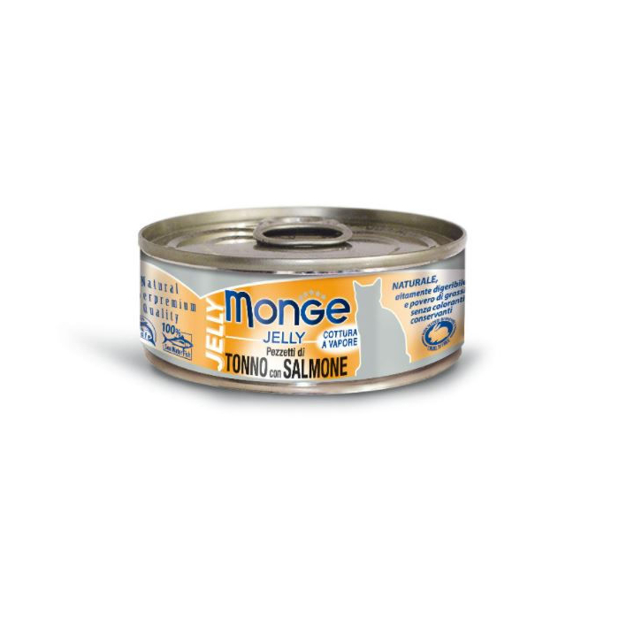 DE Monge Natural Superpremium Jelly Adult - Thunfisch + Lachs, 24 x 80g | für Katzen