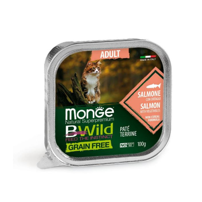 DE Monge BWild Grain Free Adult, Lachs - 32 x 100g | Katzen-Nassfutter