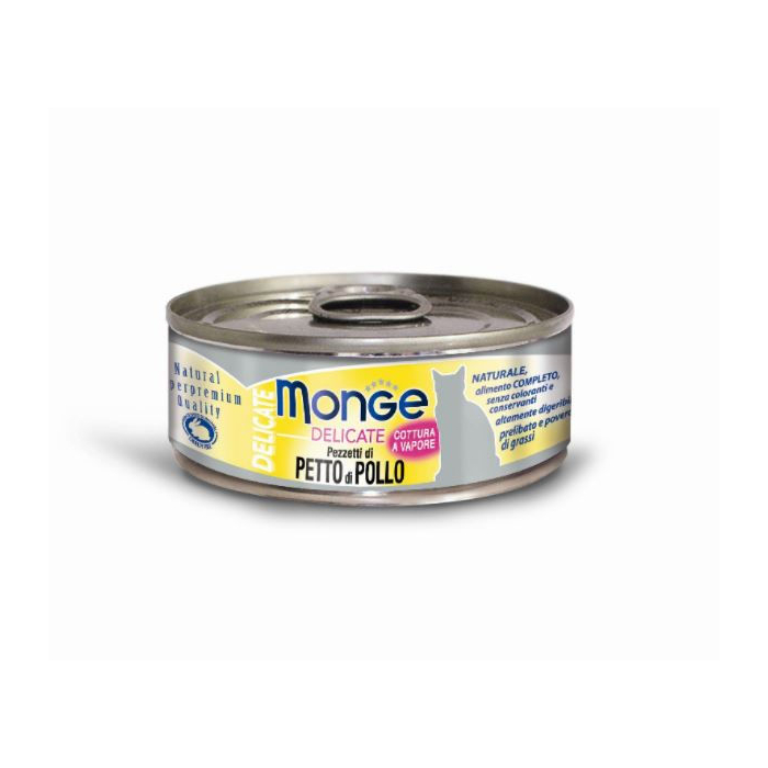 DE Monge Natural Superpremium Delicate Adult - Hühnerbrust, 24 x 80g | Katzen-Nassfutter