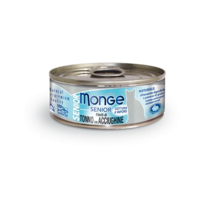 DE Monge Natural Superpremium Jelly Senior - Thunfisch + Sardellen, 24 x 80g | für Katzen