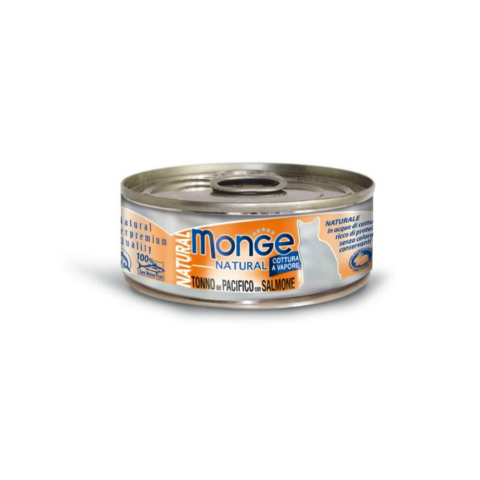 DE Monge Natural Superpremium Adult - Pazifischer Thunfisch + Lachs, 24 x 80g | für Katzen