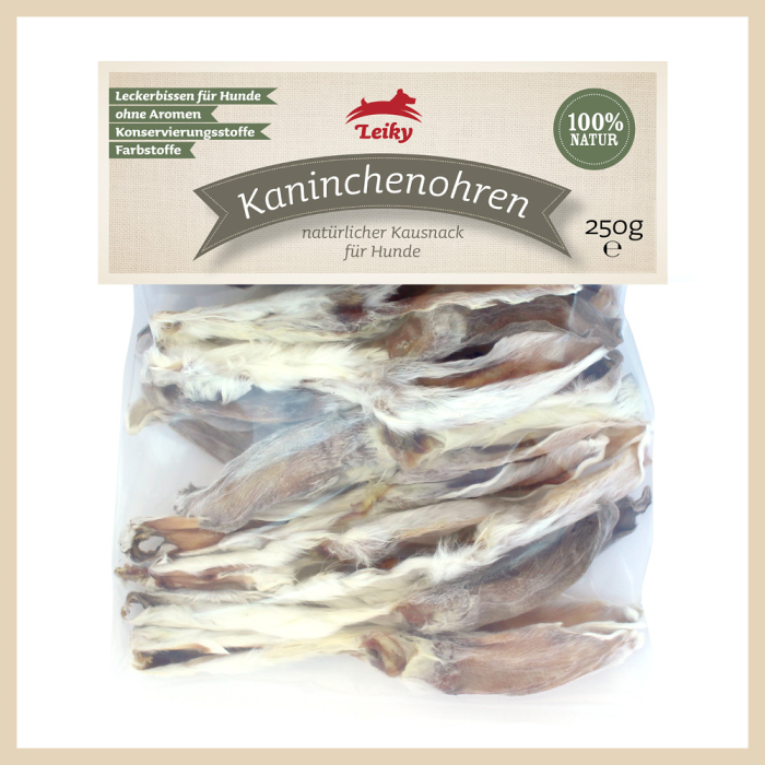 Leiky Kaninchenohren mit Fell, getrocknet 250g