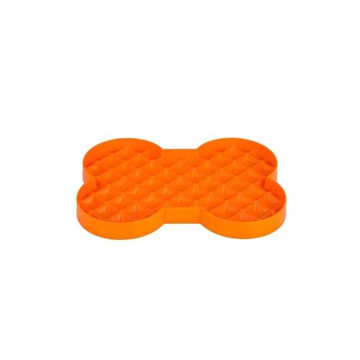 AO LickiMat SLODOG Schleckplatte in Knochenform, orange | Für Hunde