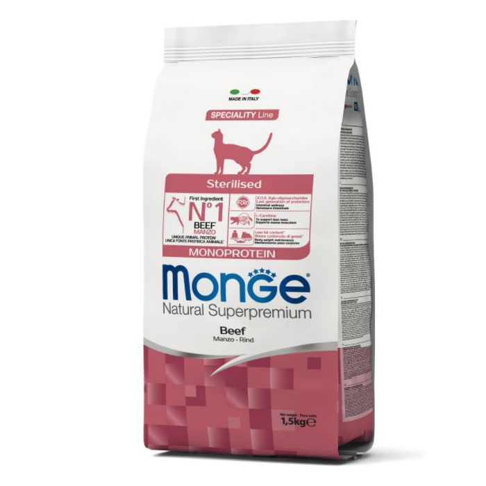 DE Monge Natural Superpremium Sterilised, Rind - 1.5 kg | Katzen-Trockenfutter