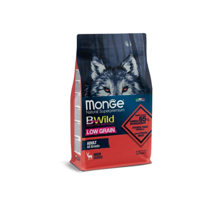 DE Monge Bwild Low Grain Adult - Hirsch | Hunde-Trockenfutter 