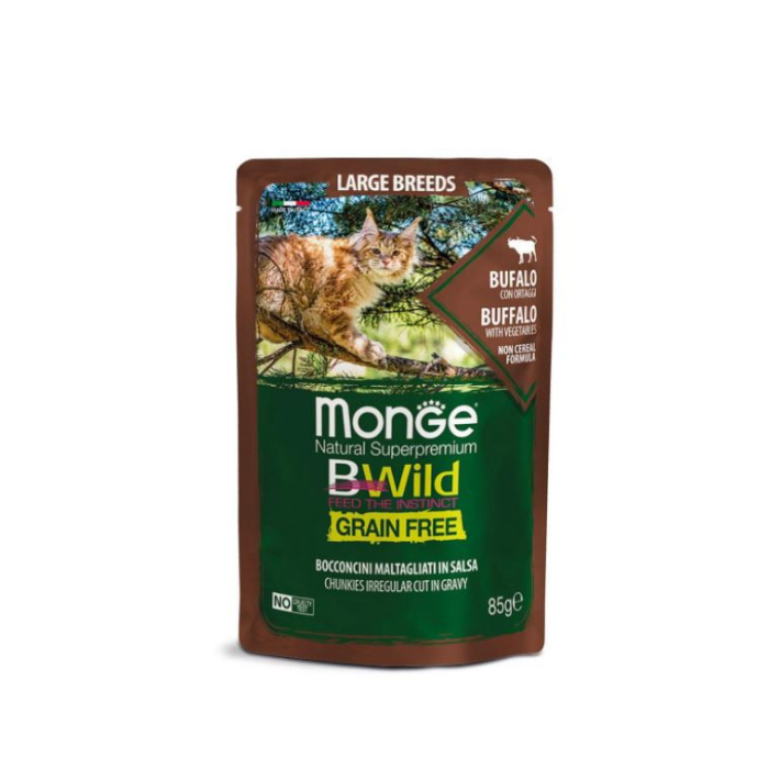 DE Monge BWild Grain Free Large Breeds, Büffel - 28 x 85g | Katzen-Nassfutter