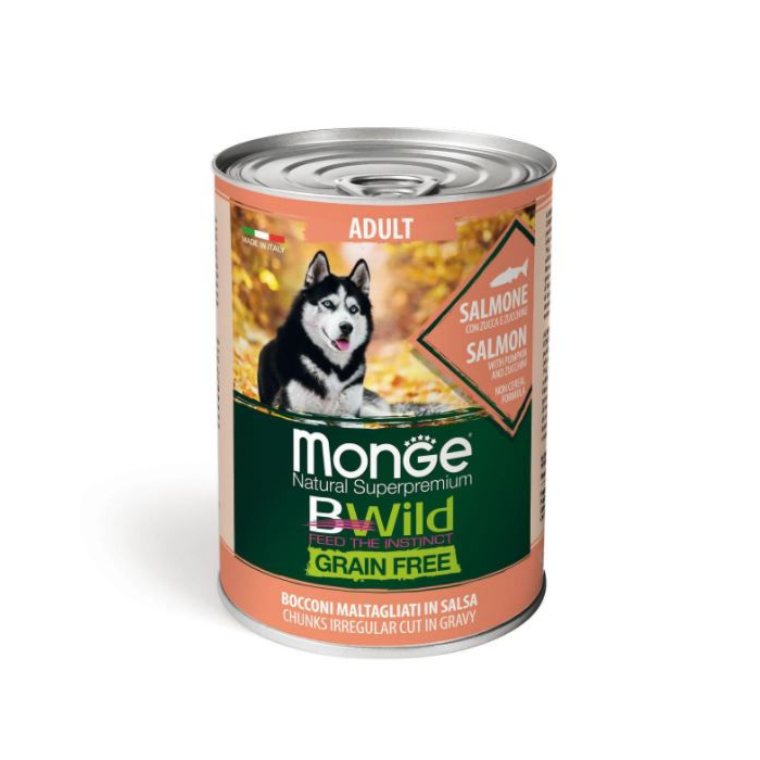 DE Monge BWild Grain Free Adult ALL BREEDS - Lachs, 24 x 400g | Hunde-Nassfutter 