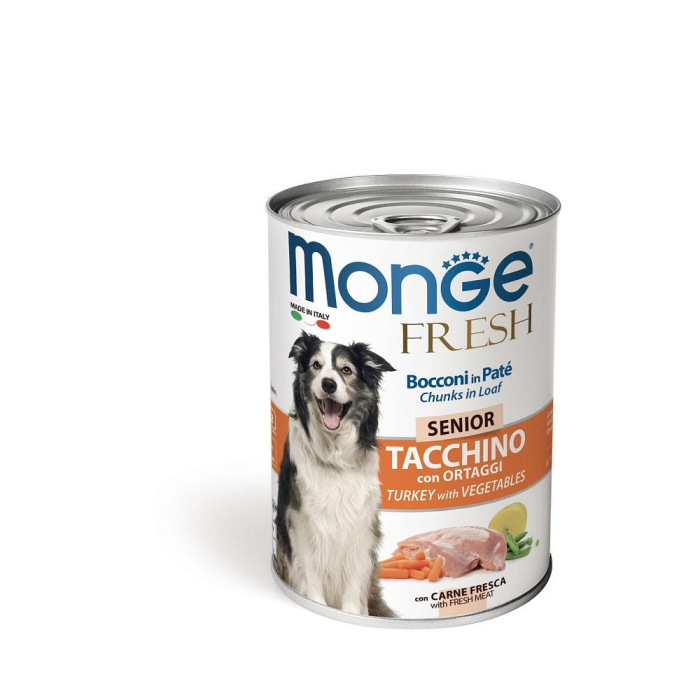 DE Monge Dog FRESH Pâté in Dose Senior - Truthahn, 24x400g | Hunde-Nassfutter