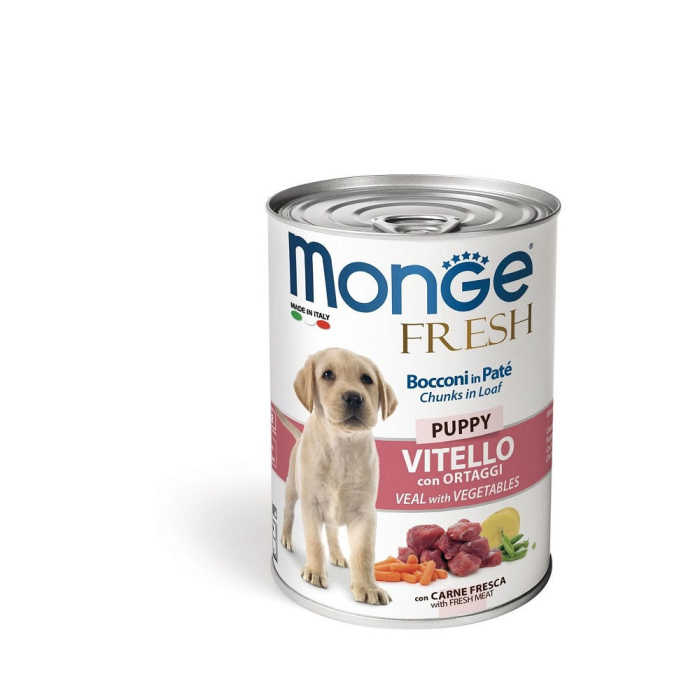 DE Monge Dog FRESH Pâté in Dose Puppy - Kalb+Gemüse, 24x400g | Hunde-Nassfutter