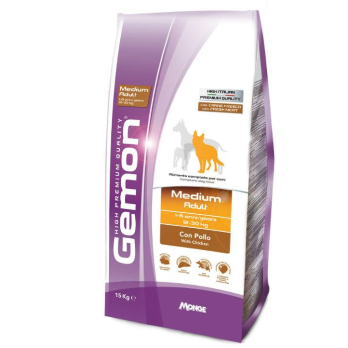 DE Monge Gemon Adult Medium – Huhn - 15kg | Trockenfutter für Hunde