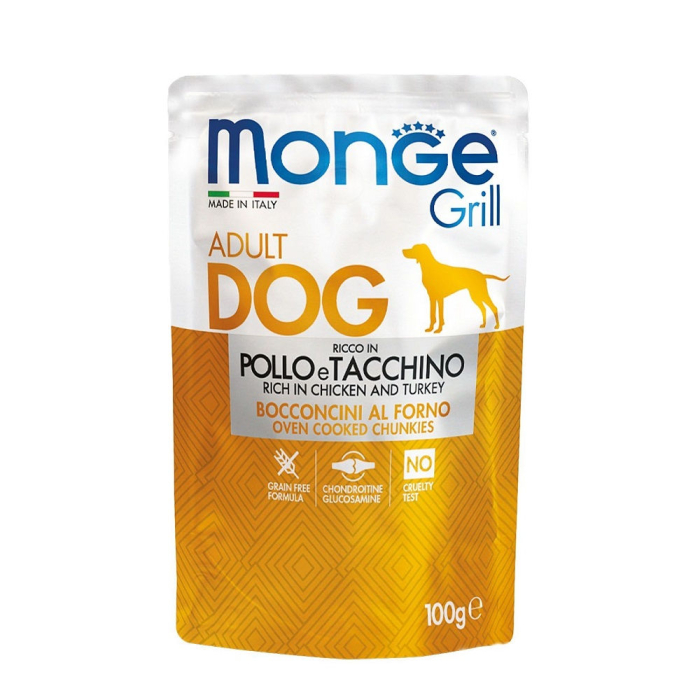 DE Monge Grill Dog Grain Free Adult - Huhn + Truthahn, 24x100g | Hunde-Nassfutter