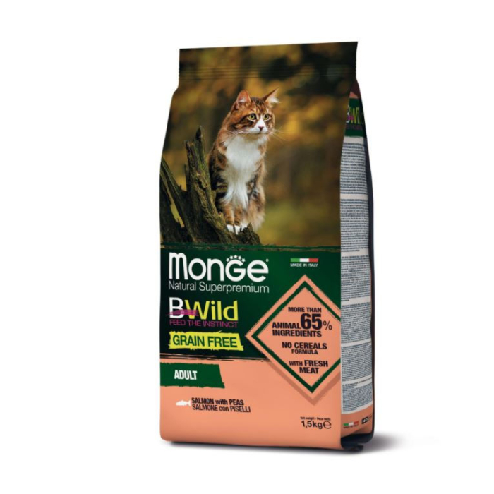 DE Monge BWild Grain Free Adult, Lachs - 1.5kg | Katzen-Trockenfutter