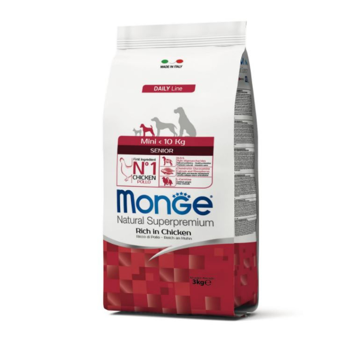 DE Monge Daily Line Senior MINI - Huhn, 3kg | Hunde-Trockenfutter 