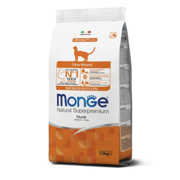 DE Monge Natural Superpremium Sterilised Monoprotein - Ente | Katzen-Trockenfutter