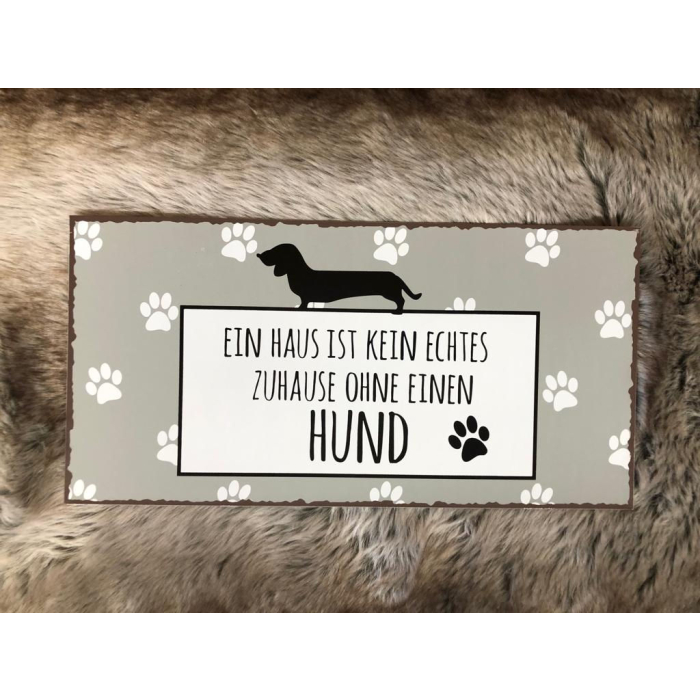 BO Blechschild "ohne Hund" grau 40 x 20 cm